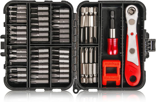 53-Piece Mini Ratchet Wrench Screwdriver Bit Set with 90 Degree Offset for Tight Spaces