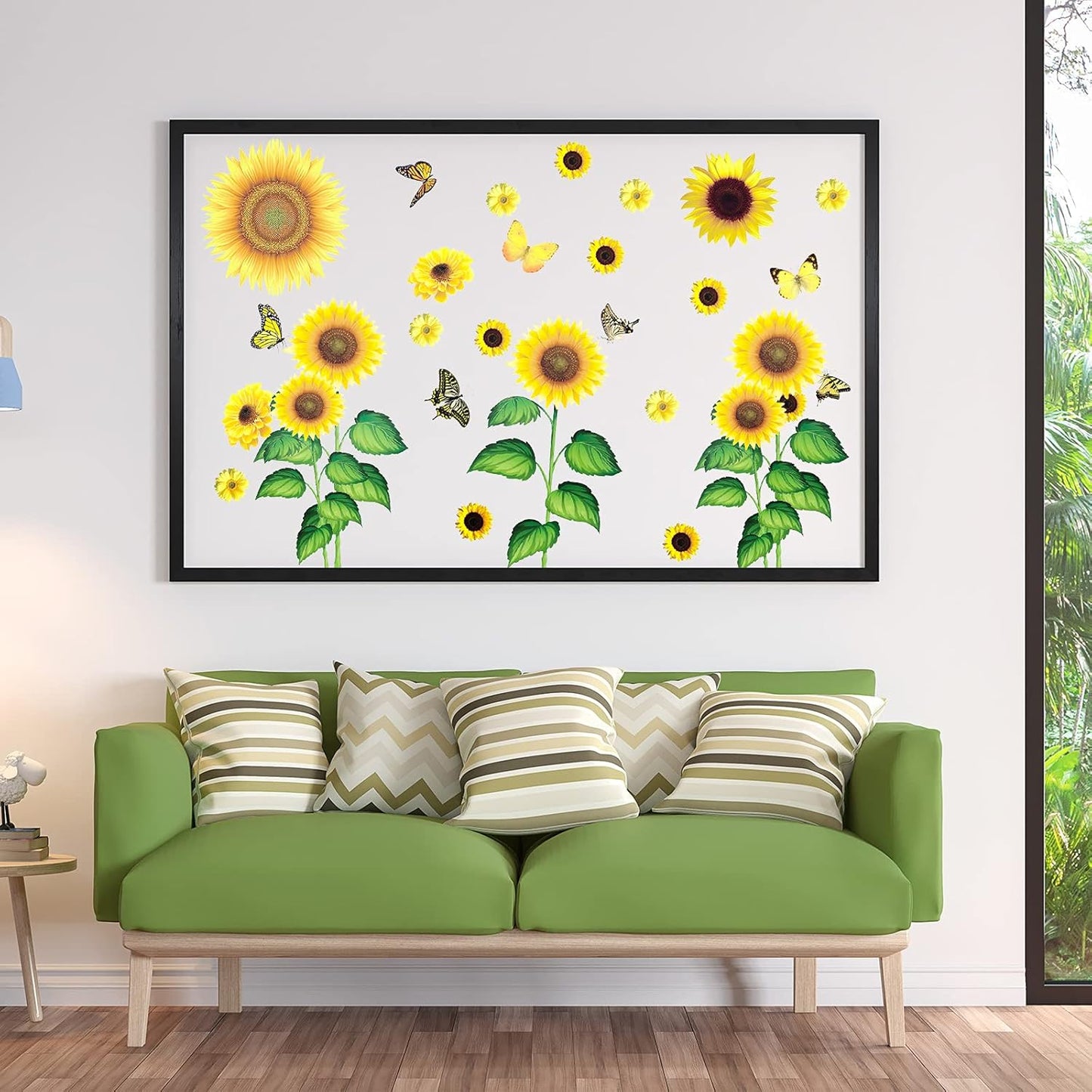 53-Piece Sunflower Daisy Wall Decals Set with Butterfly Waterproof Stickers for Bathroom Decor