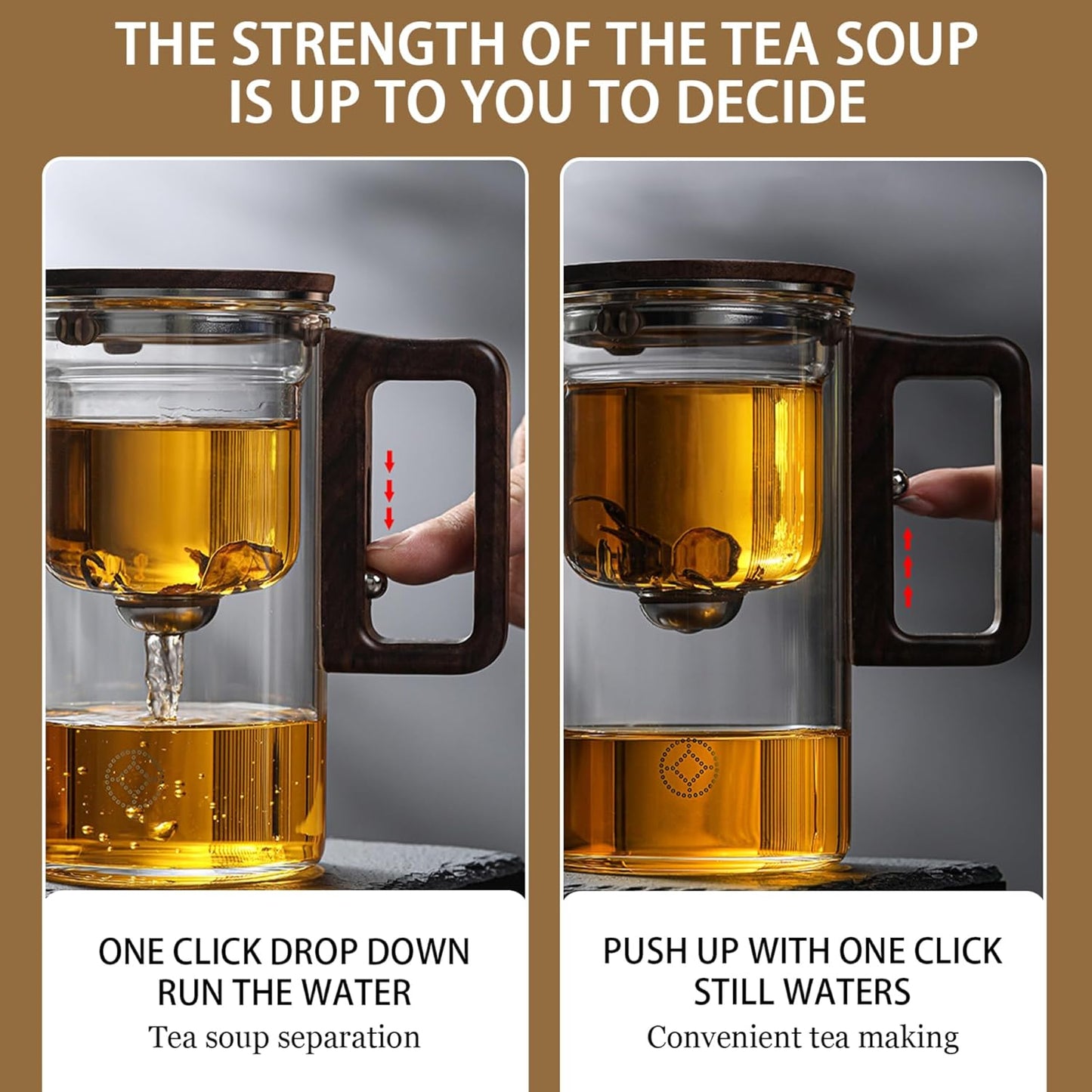 530ml Kalastussaari Glass Teapot with Walnut Handle - Heat Resistant Detachable Teapot for Loose Tea - Home, Office, Teahouse Friendly