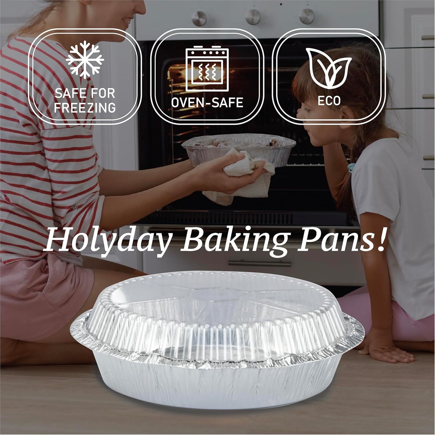 55 Pack 7" Round Aluminum Foil Pans with Clear Lids - Freezer & Oven Safe Disposable Pans for Baking, Takeout, Air Fryer - Spare Essentials