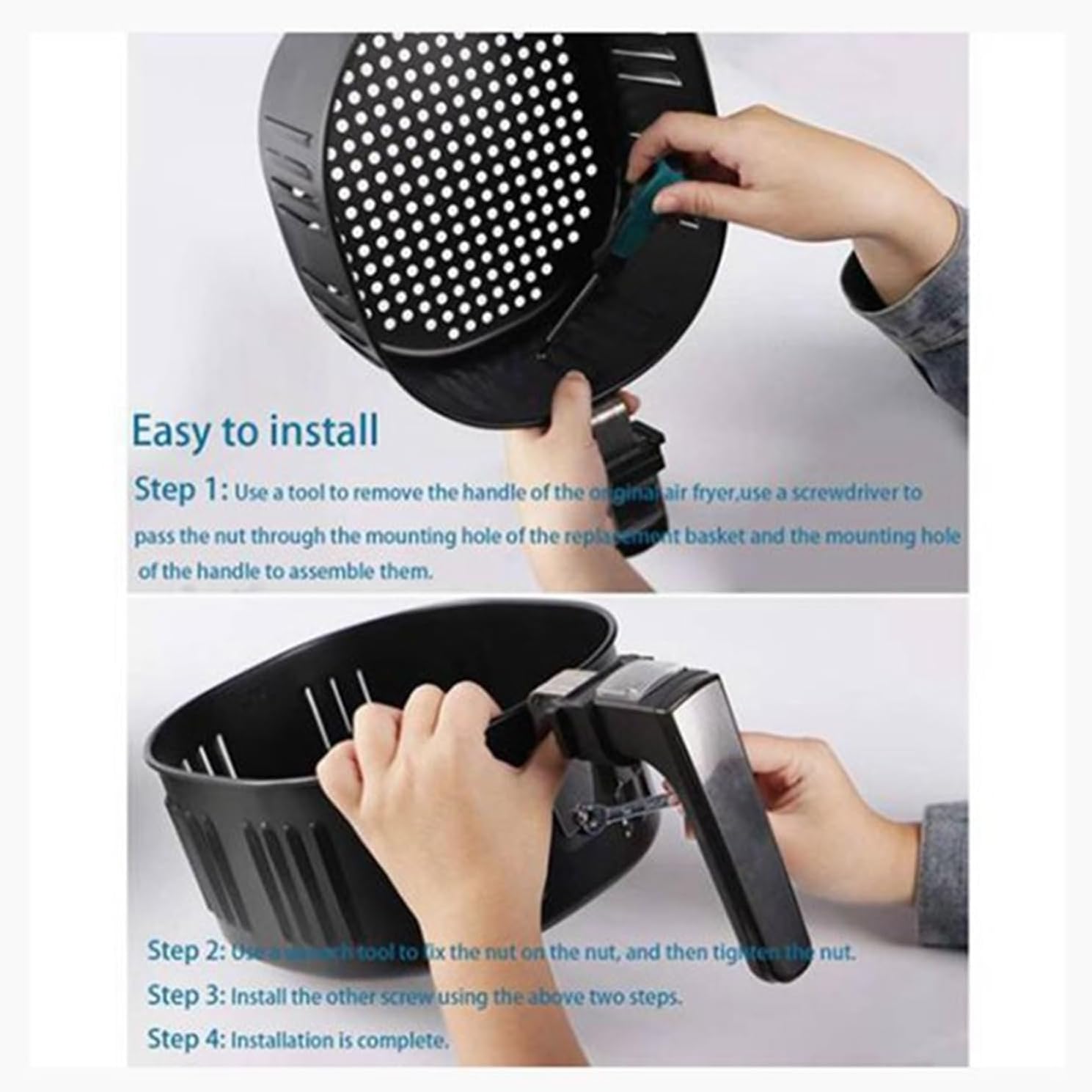 5.5Qt Air Fryer Replacement Basket Compatible with Power XL DASH Gowise - Air Fryer Accessories for All Air Fryer Ovens