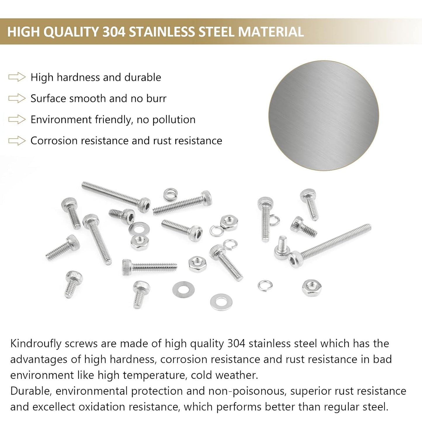 562-Piece M2 Stainless Steel Hex Socket Head Cap Screws Nuts Washers Assortment Kit, Fully Threaded, Various Lengths