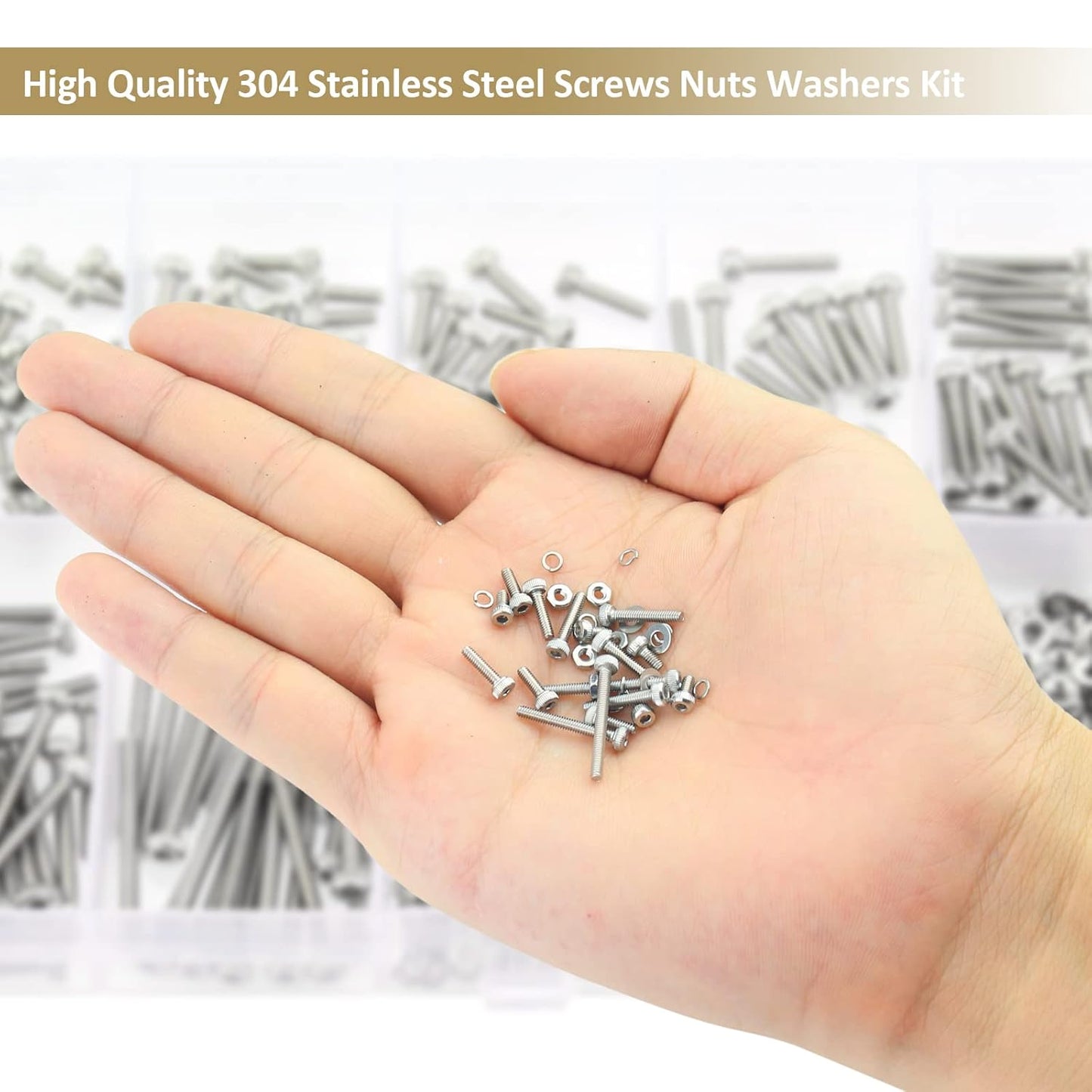 562-Piece M2 Stainless Steel Hex Socket Head Cap Screws Nuts Washers Assortment Kit, Fully Threaded, Various Lengths