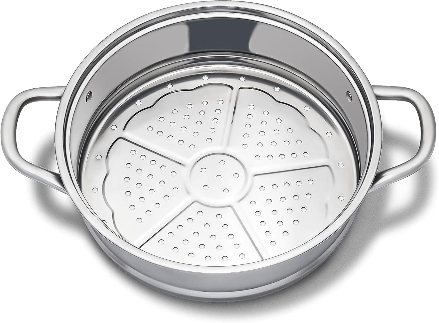 5.8-Quart Stainless Steel 3-Piece Pasta Steamer Set with Tempered Glass Lid - Dishwasher Safe