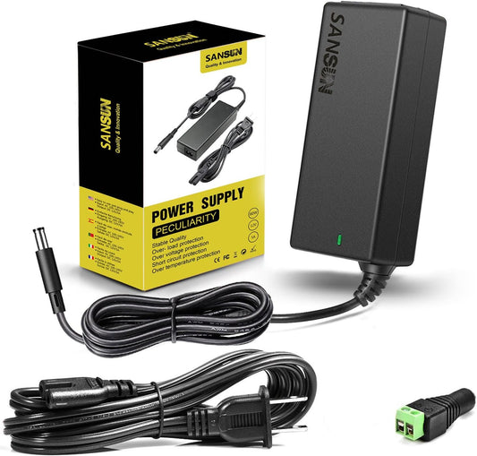 5A 12V Power Supply Adapter for LED Strip Lights, CCTV Cameras, Monitors - AC to DC Converter with 5.5x2.1mm Jack - 60W Transformer - Pack of 1