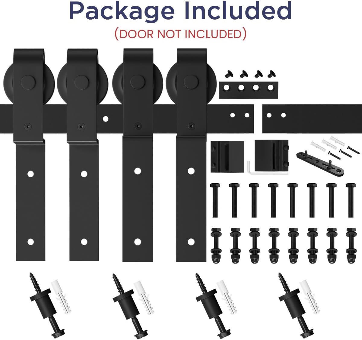 5ft Bypass Sliding Barn Door Hardware Kit - Double Wooden Doors - Single Track - Easy Install - Fits 48" Opening - Smooth & Quiet - WildKart
