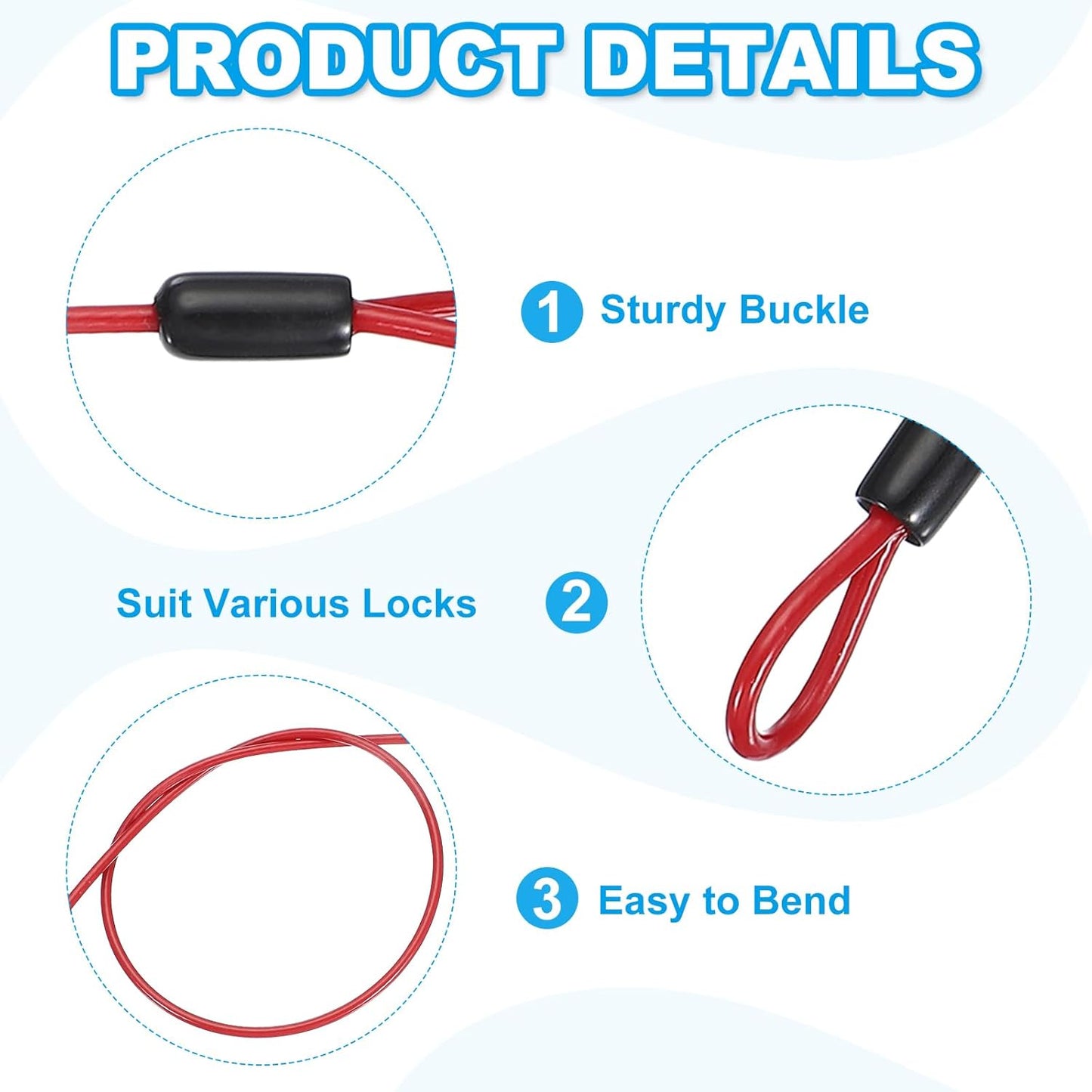 5ft Flexible Vinyl Coated Stainless Steel Cable with Loops for Outdoor Stage Lighting - Red