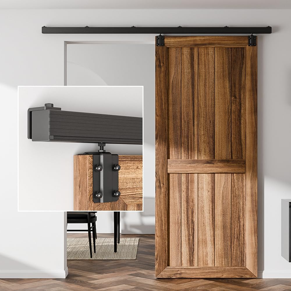 5FT Heavy Duty Wall Mount Sliding Barn Door Hardware Kit - Easy Installation, BONIKLUBA Box Rail Track (No Door)