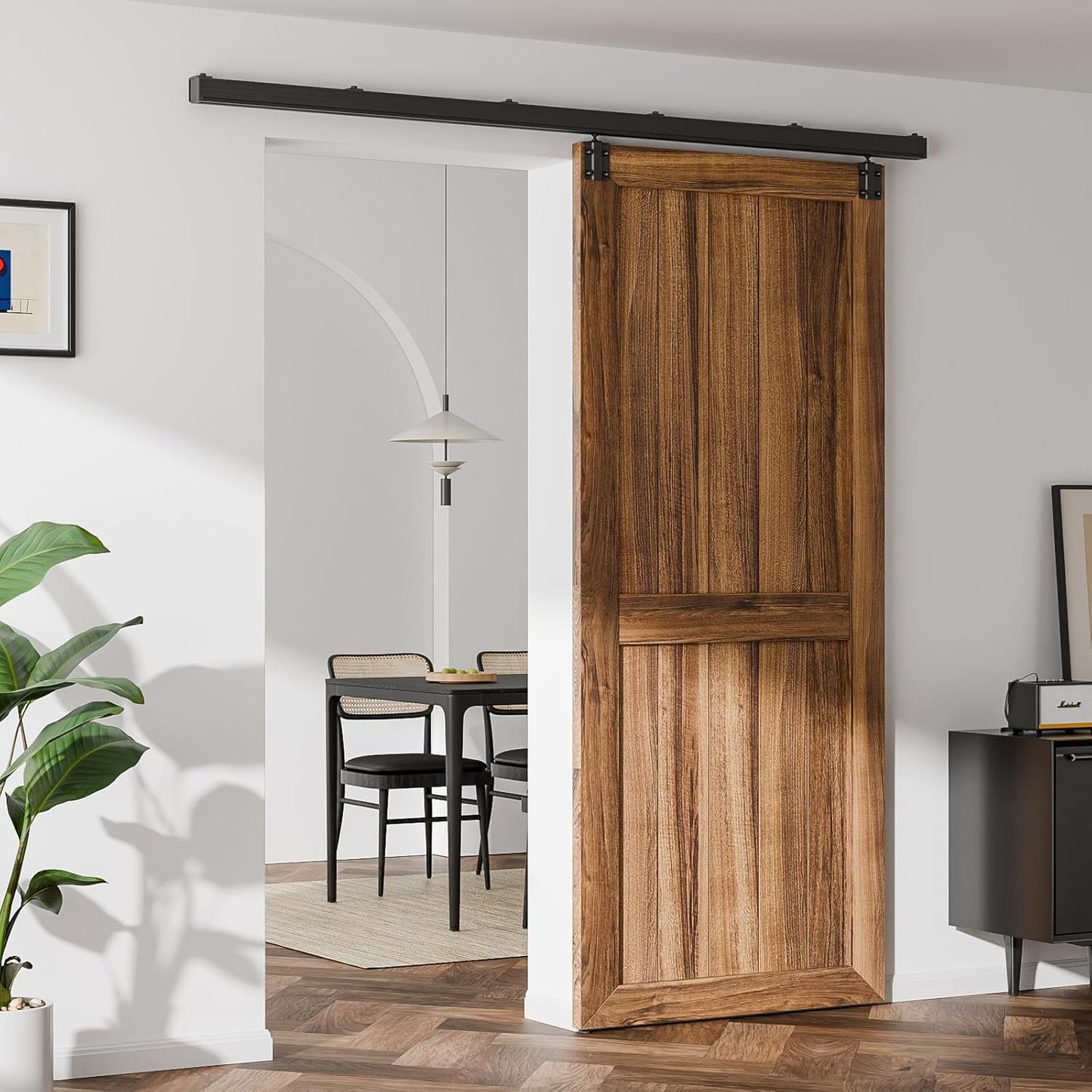 5FT Heavy Duty Wall Mount Sliding Barn Door Hardware Kit - Easy Installation, BONIKLUBA Box Rail Track (No Door)