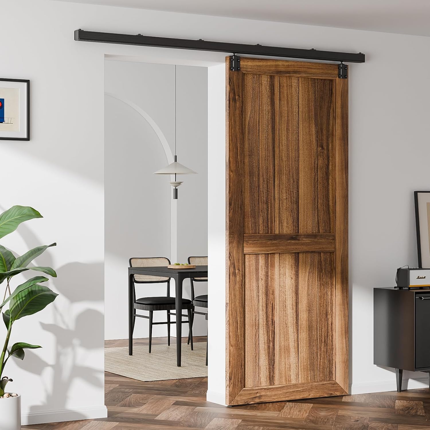 5FT Heavy Duty Wall Mount Sliding Barn Door Hardware Kit - Easy Installation, BONIKLUBA Box Rail Track (No Door)