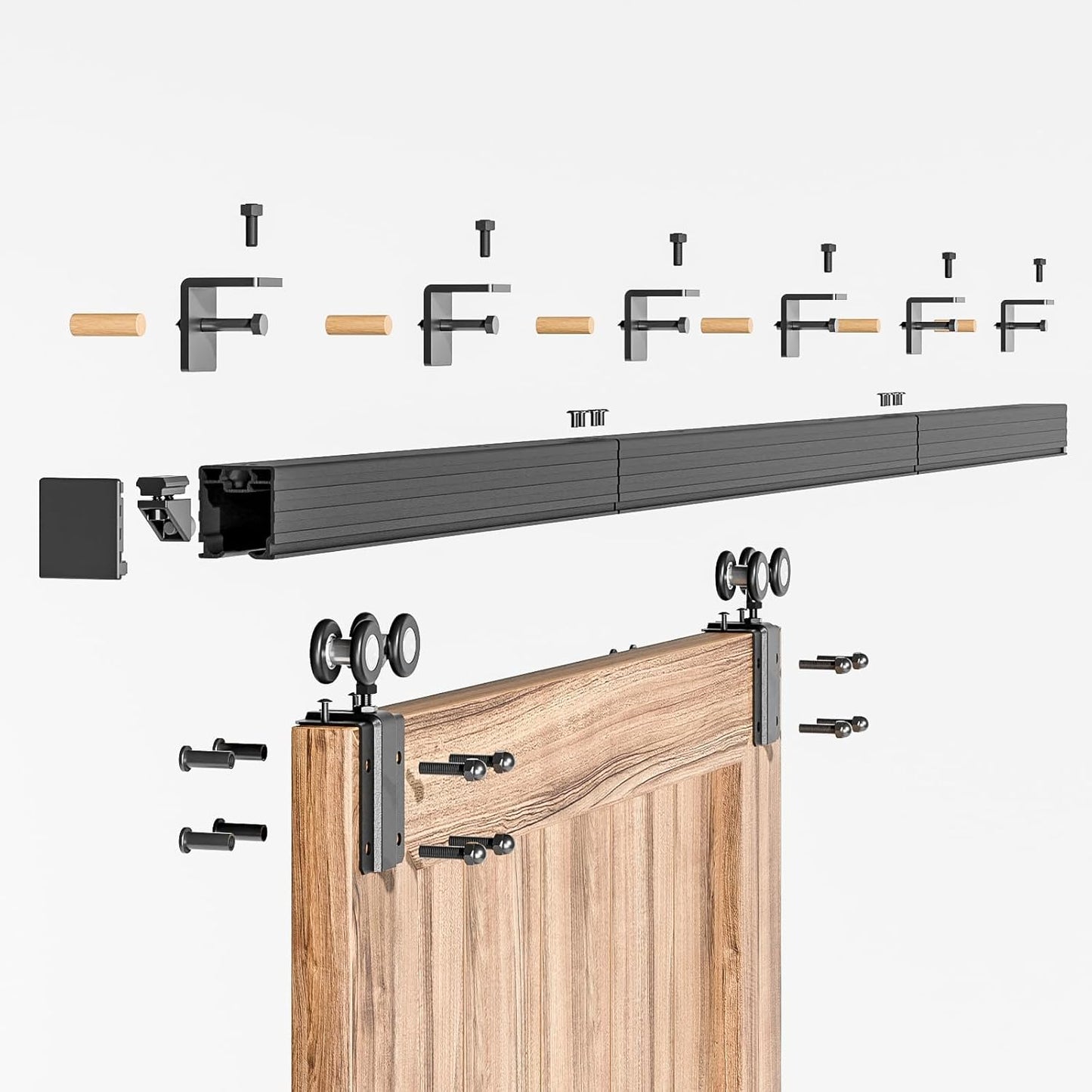 5FT Heavy Duty Wall Mount Sliding Barn Door Hardware Kit - Easy Installation, BONIKLUBA Box Rail Track (No Door)