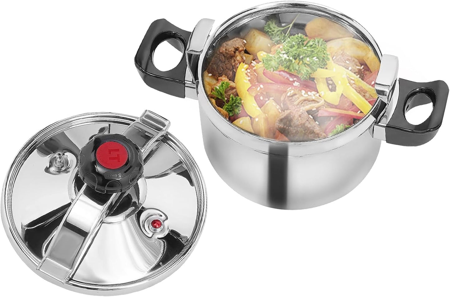 5L/4.54Qt High Safety Pressure Cooker with Fast Heating - Stainless Steel Pot for Boiling & Stewing - 22*27cm