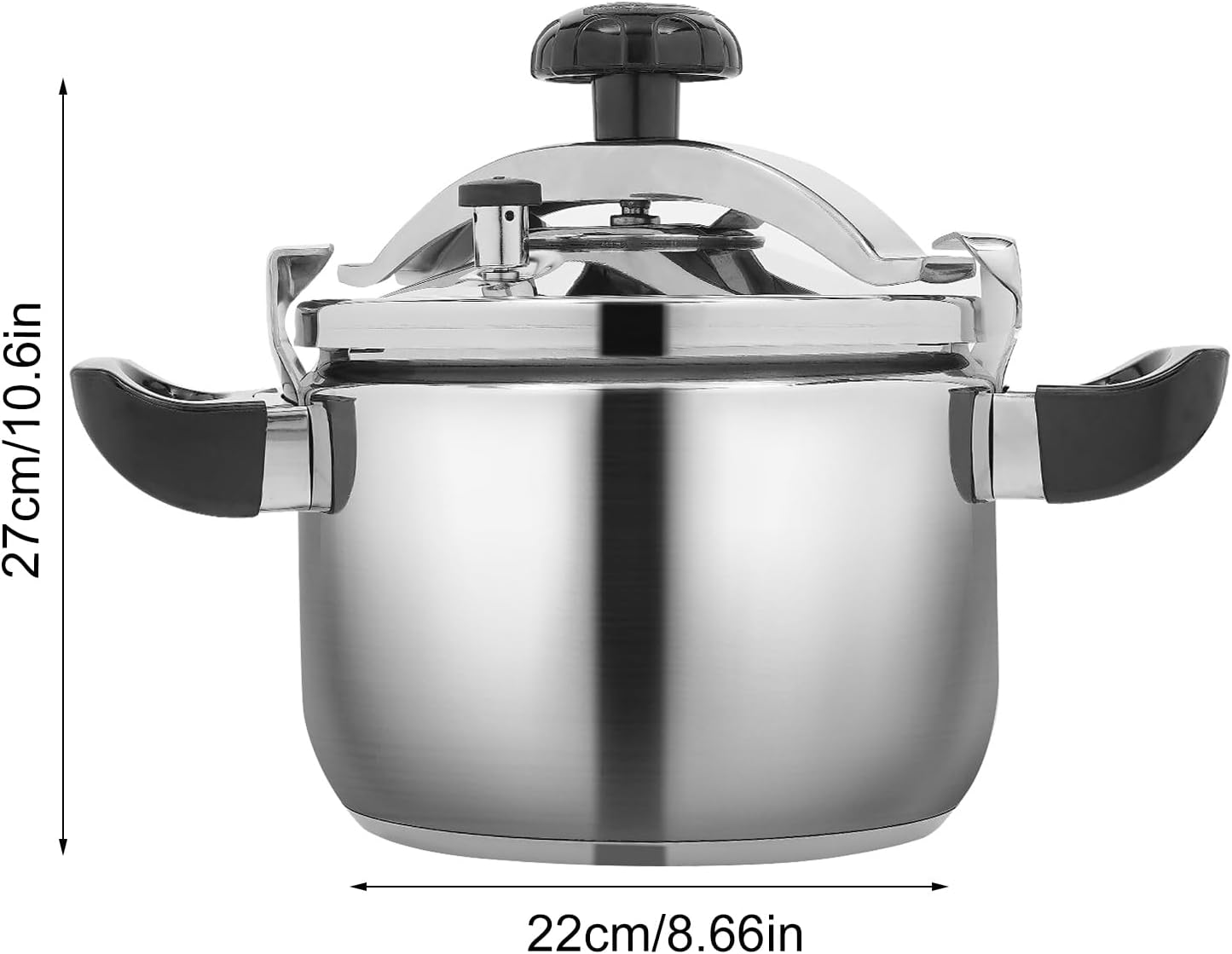 5L/4.54Qt High Safety Pressure Cooker with Fast Heating - Stainless Steel Pot for Boiling & Stewing - 22*27cm