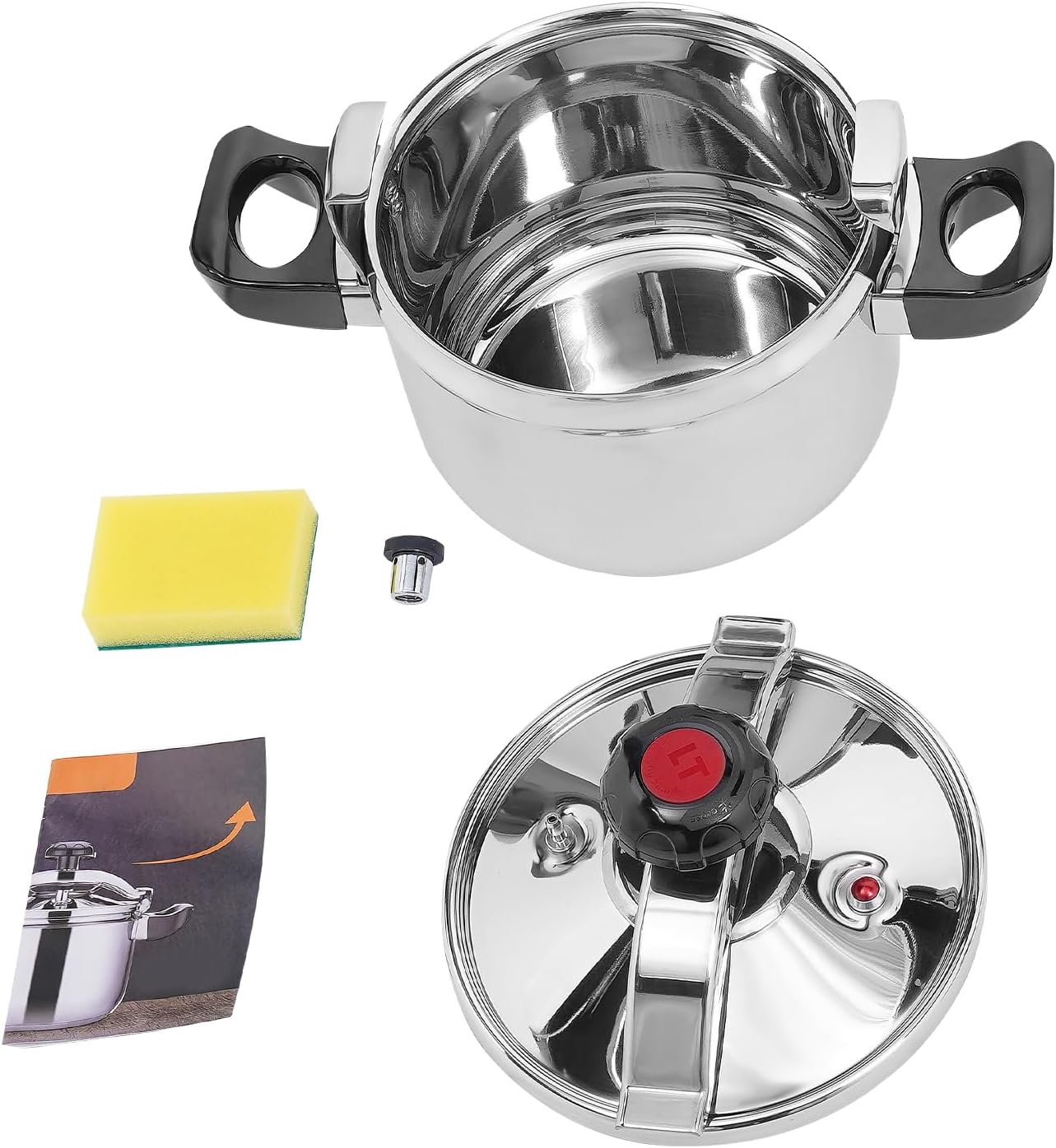 5L/4.54Qt High Safety Pressure Cooker with Fast Heating - Stainless Steel Pot for Boiling & Stewing - 22*27cm