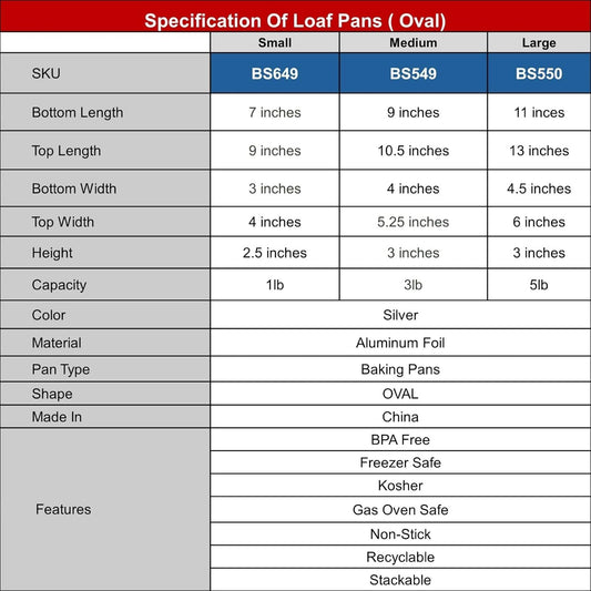 5lb Oval Disposable Aluminum Loaf Pans - 48 Pack, Silver - Ideal for Baking Cakes - Eco-Friendly Foil Containers