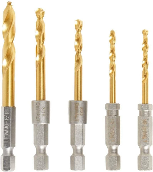 5pc DEWALT Impact Ready Titanium Nitride Coated Drill Bit Set - DD5155