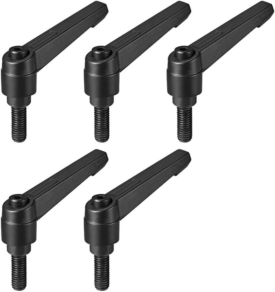 5pcs Black Oxide Carbon Steel Clamping Lever Handle M8 x 16mm with Locking Lever