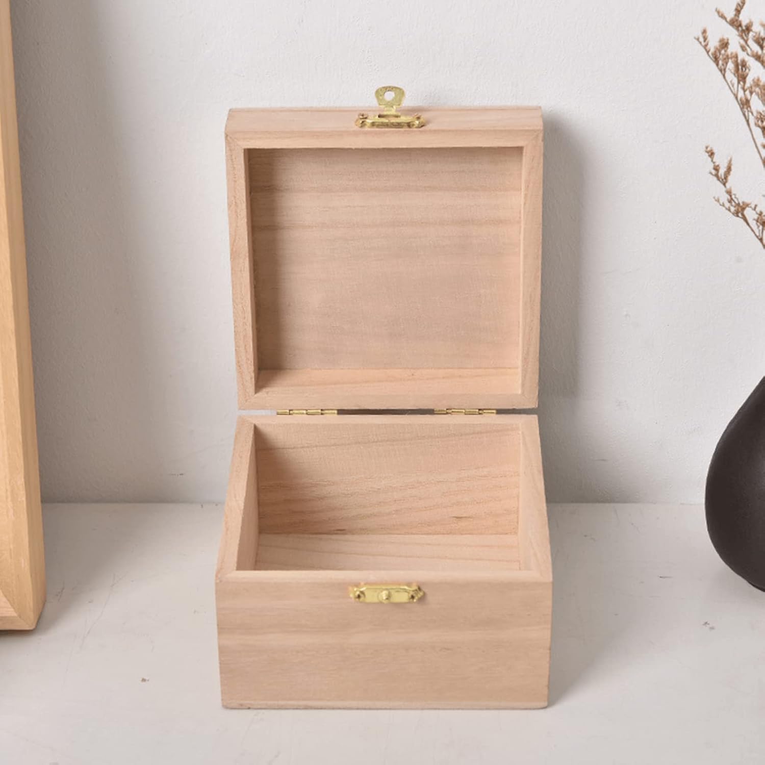 5Pcs Retro Decorative Cabinet Jewelry Box Hasps with 10Pcs Bronze Hinges and 60 Screws