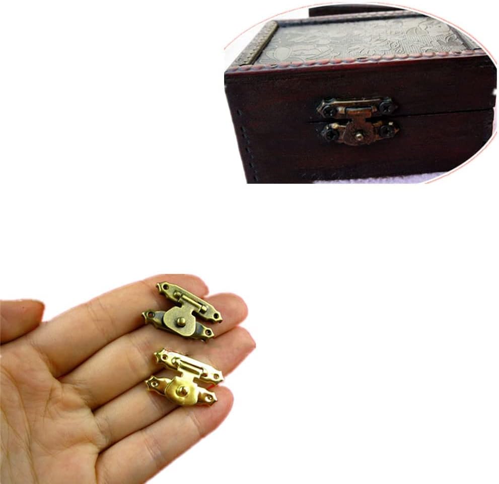 5Pcs Retro Decorative Cabinet Jewelry Box Hasps with 10Pcs Bronze Hinges and 60 Screws