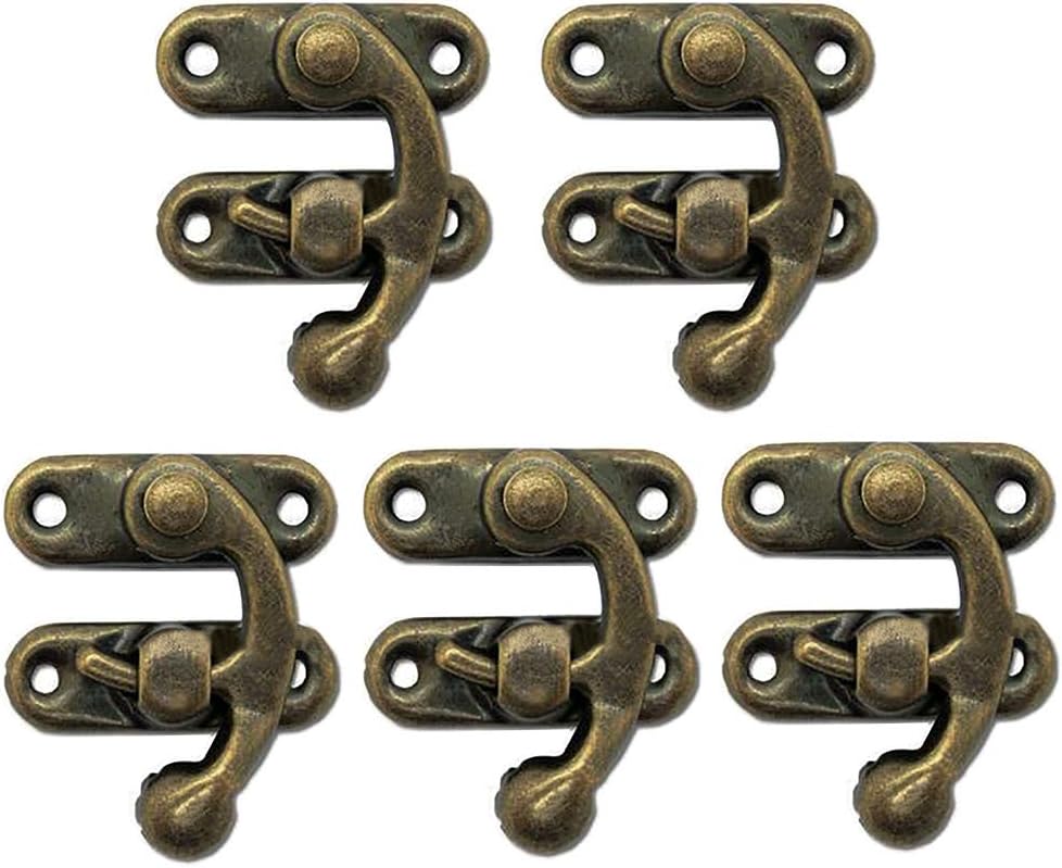 5pcs Retro Vintage Style Swing Bag Clasp Closure Lock Latch for Wooden Furniture and Jewelry Case - Bronze Tone
