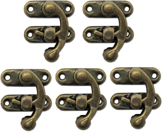 5pcs Retro Vintage Style Swing Bag Clasp Closure Lock Latch for Wooden Furniture and Jewelry Case - Bronze Tone