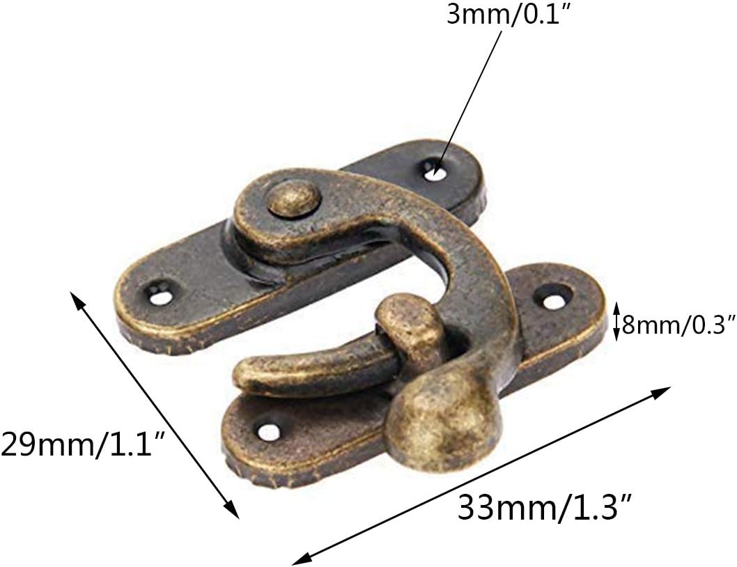 5pcs Retro Vintage Style Swing Bag Clasp Closure Lock Latch for Wooden Furniture and Jewelry Case - Bronze Tone