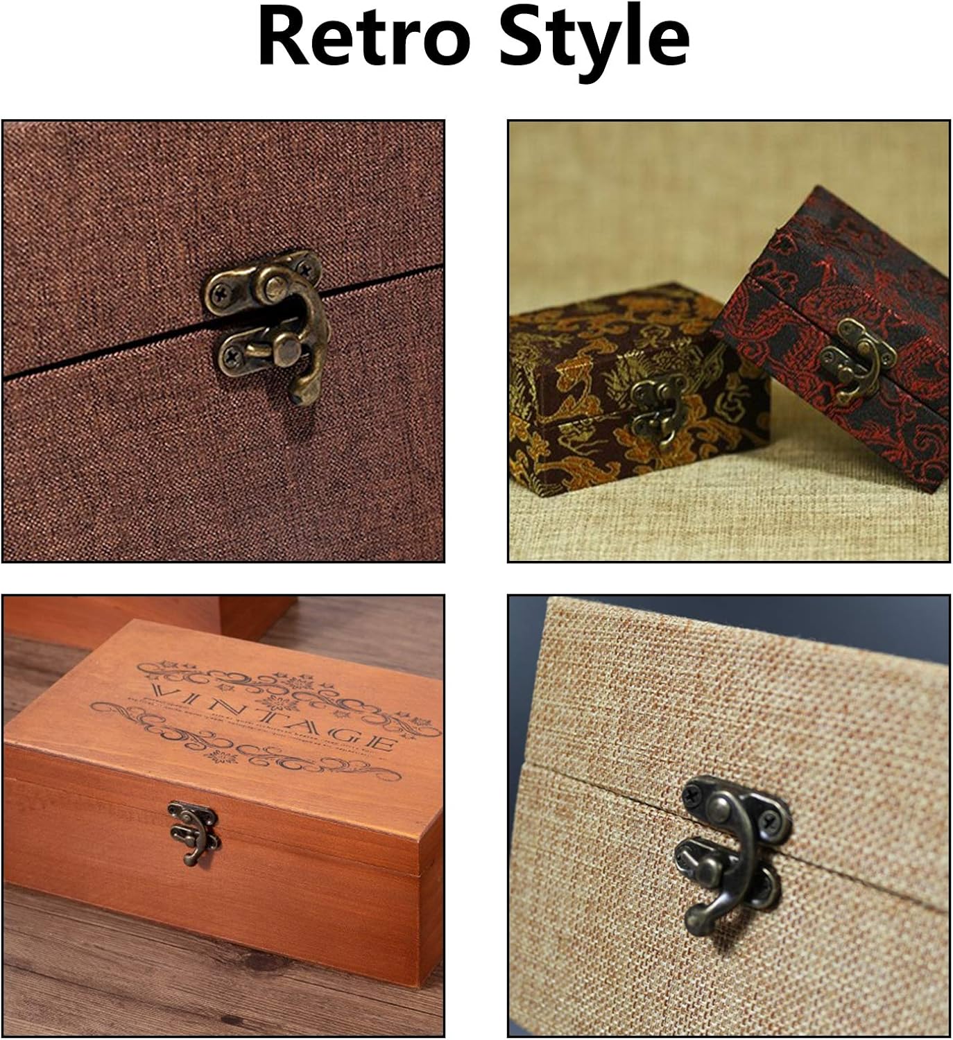 5pcs Retro Vintage Style Swing Bag Clasp Closure Lock Latch for Wooden Furniture and Jewelry Case - Bronze Tone