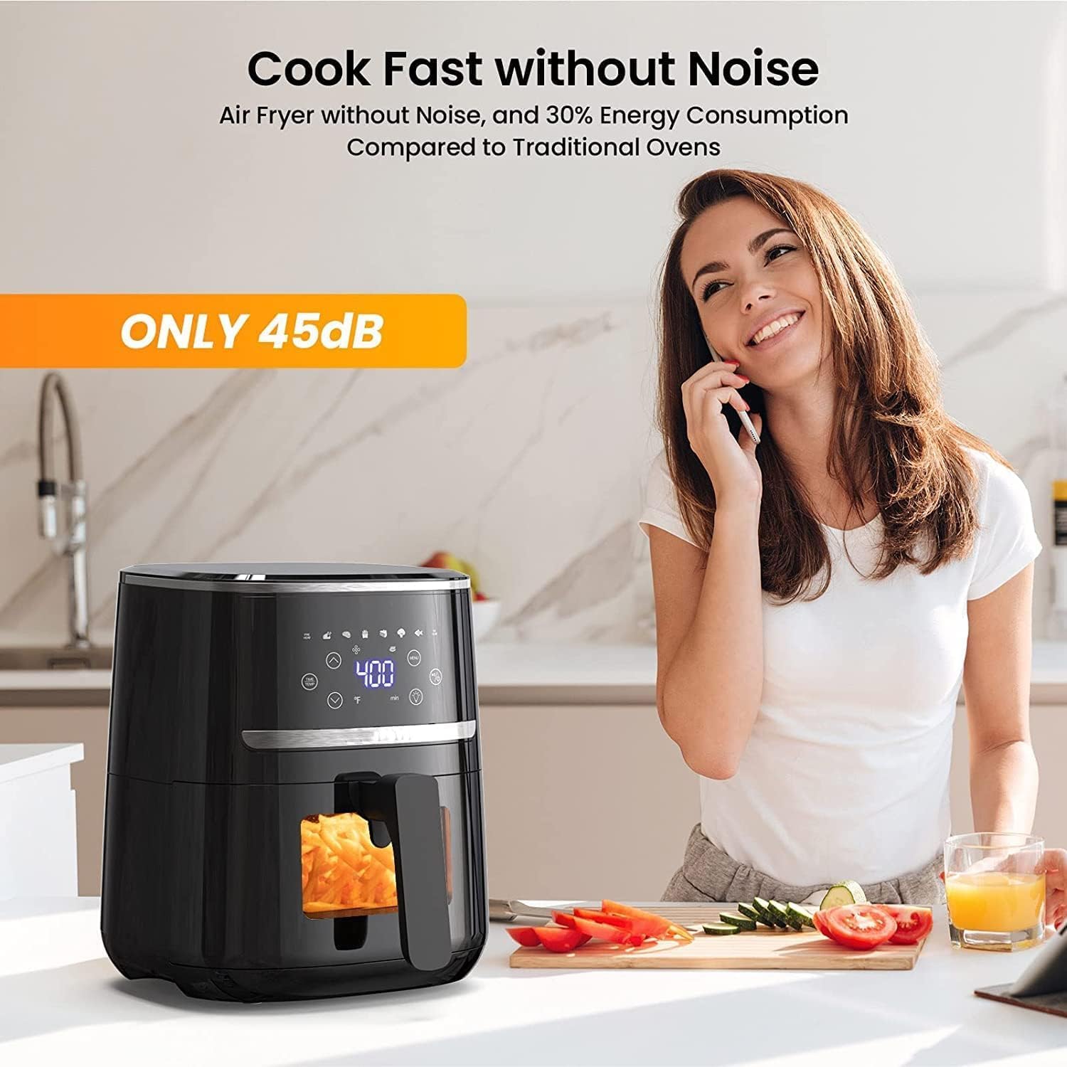 5Qt Takywep Air Fryer with Clear Window, 8 Cooking Presets, 1500w Power, Dehydration Function, Nonstick Coating - Perfect for Crispy, Roasted, Baked Dishes
