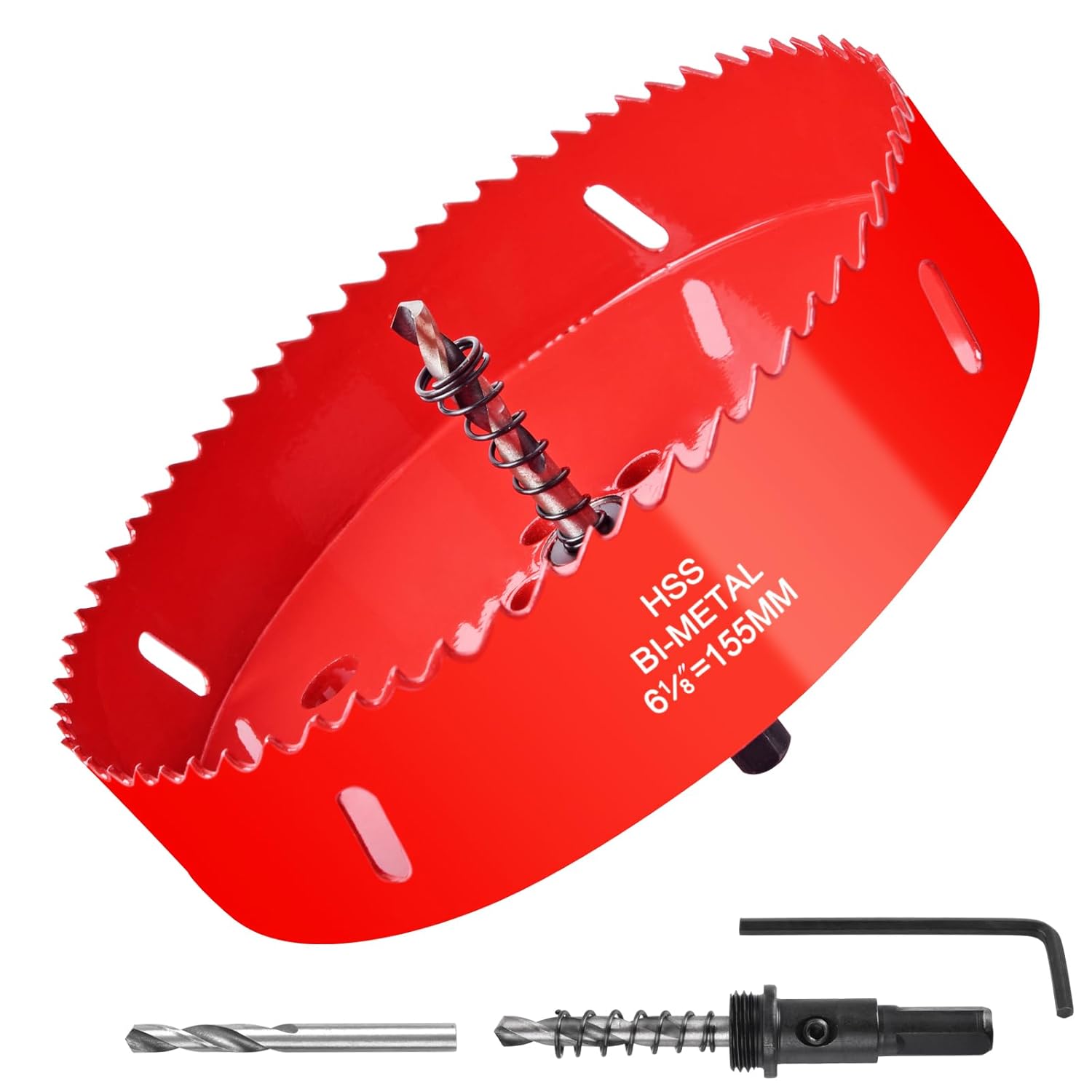 6-1/8 Inch Hole Saw for Wood, Plastic, Ceiling, Drywall, Plasterboard, and Metal - HSS Bi-Metal Cutter with Pilot Bit