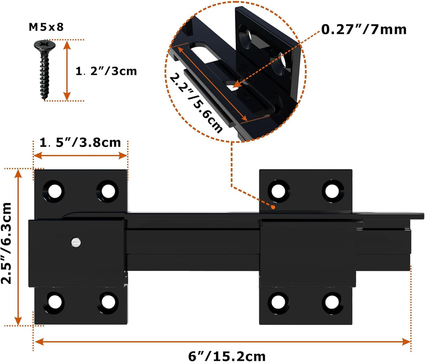6" Aluminum Alloy Flip Gate Latch Lock with Padlock Hole for Wooden Fence, Barn Door, Shed, Yard, Cabinet - Outdoor Gate Safety Latch
