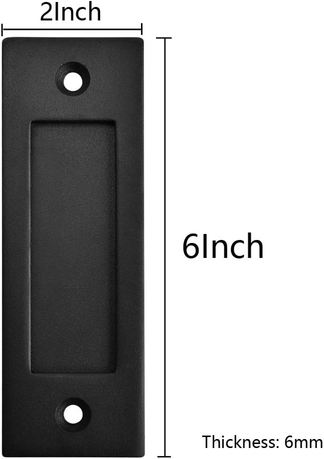 6" Black Sliding Barn Door Finger Pull Set - Heavy Duty Modern Invisible Handle - Easy Installation