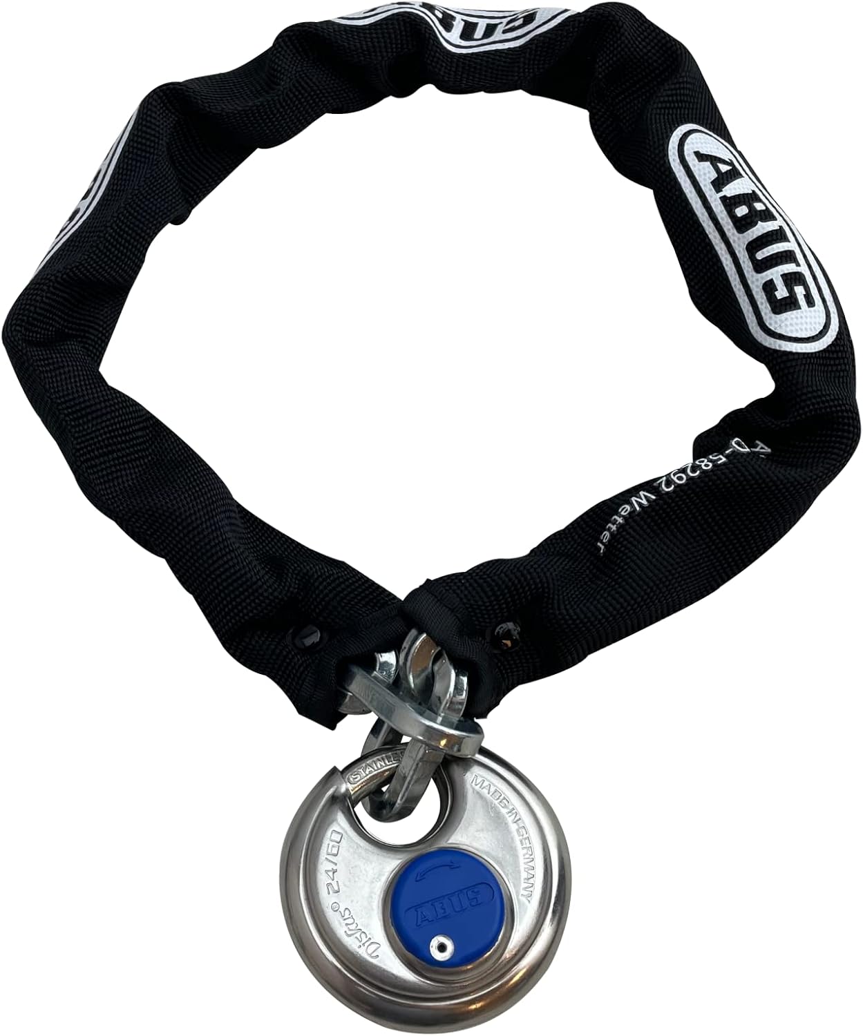 6 Foot ABUS Hardened Steel Square Security Chain for Bikes with Discus Padlock - Ideal for Bikes, Containers, Trailers