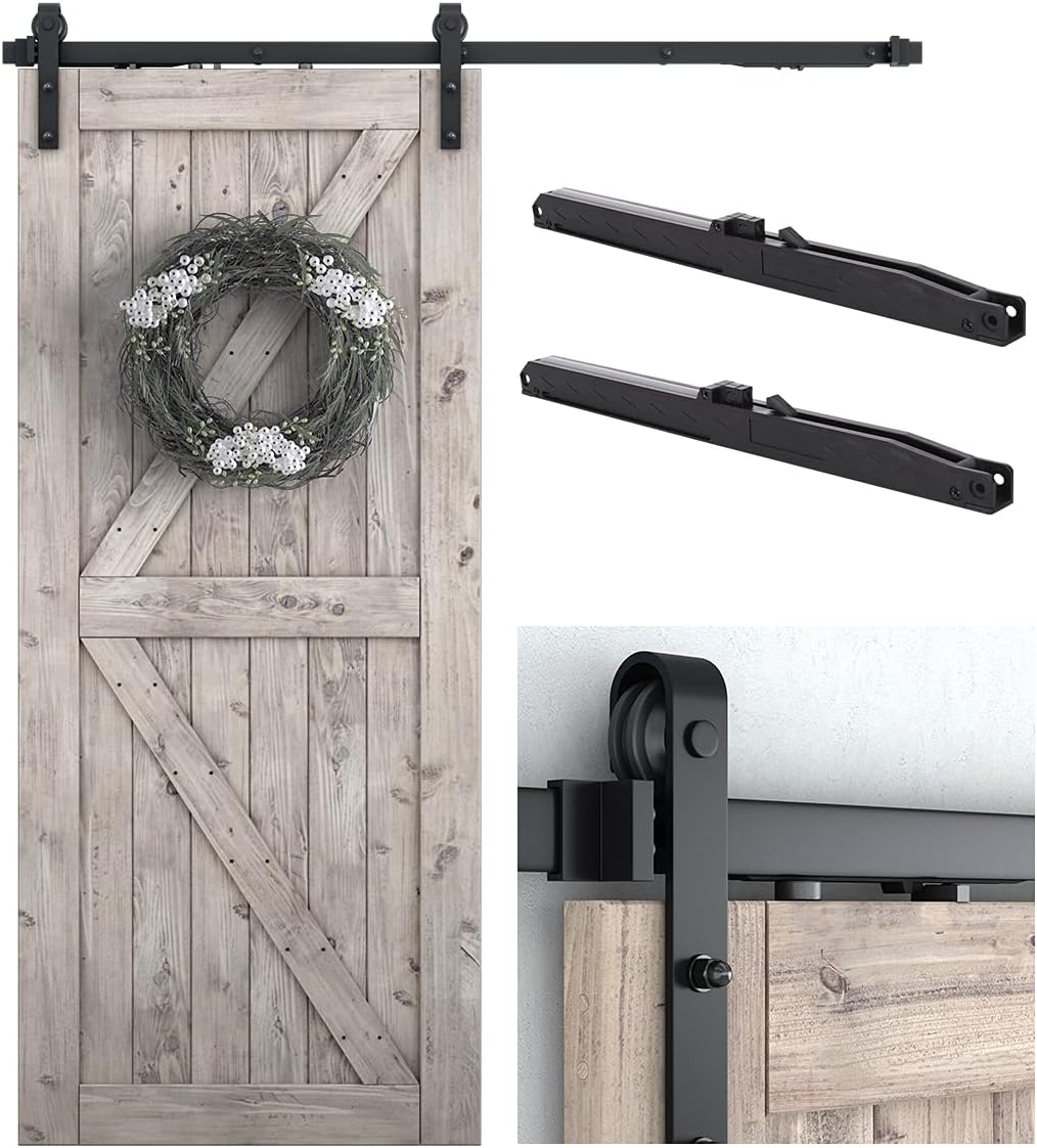 6 FT Sliding Barn Door Soft Close Hardware Kit - Fits 5-10 ft Doors - Smooth & Quiet Operation - Single Door - Invisible Design - Step-by-Step Manual - Fits 36" Door Panel - WildKart