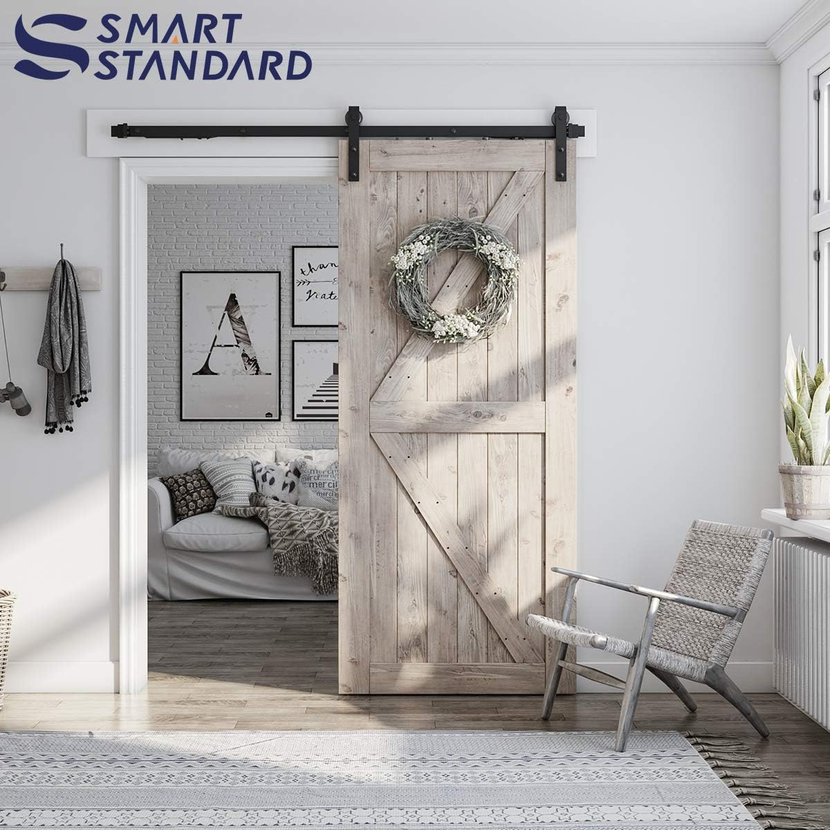 6 FT Sliding Barn Door Soft Close Hardware Kit - Fits 5-10 ft Doors - Smooth & Quiet Operation - Single Door - Invisible Design - Step-by-Step Manual - Fits 36" Door Panel - WildKart