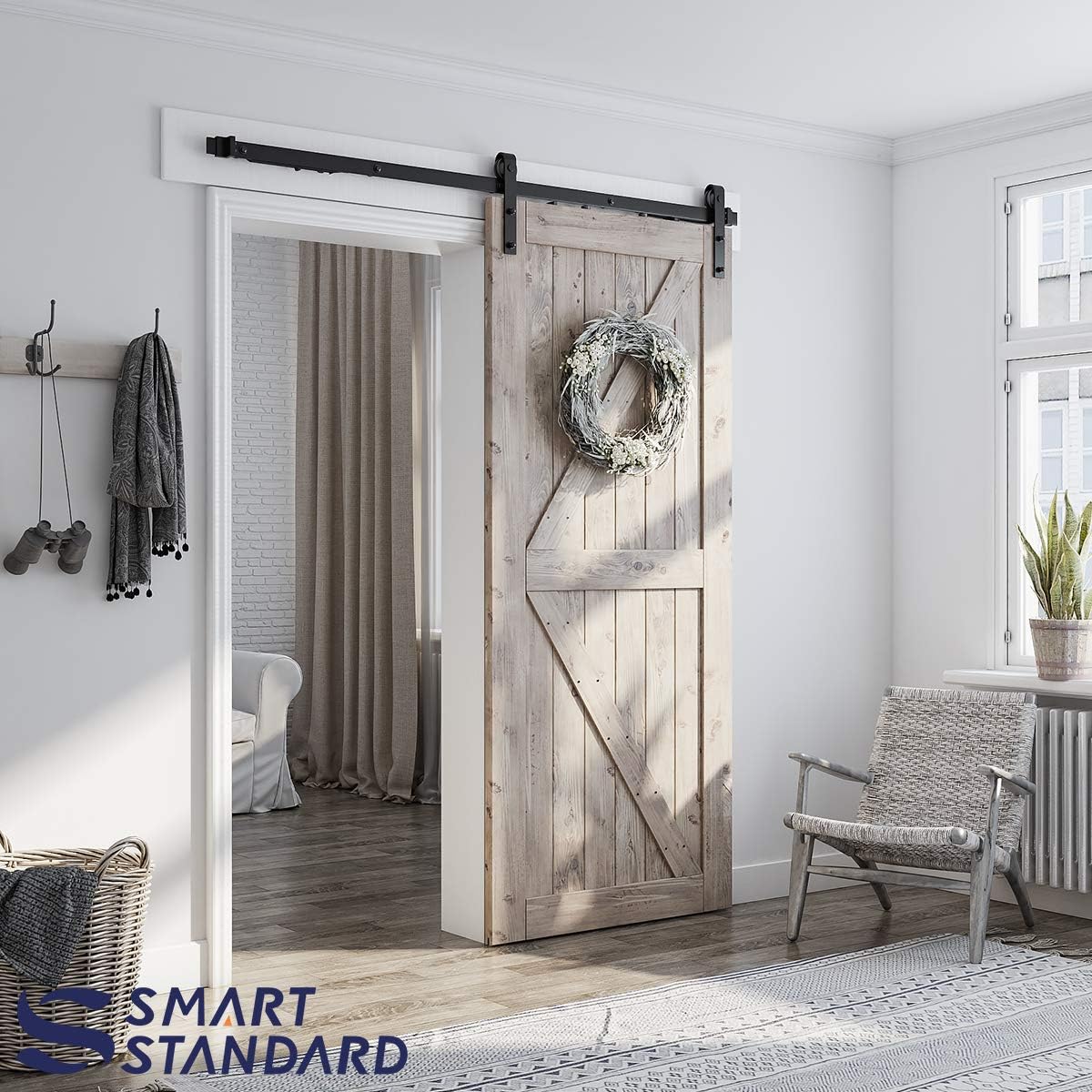 6 FT Sliding Barn Door Soft Close Hardware Kit - Fits 5-10 ft Doors - Smooth & Quiet Operation - Single Door - Invisible Design - Step-by-Step Manual - Fits 36" Door Panel - WildKart