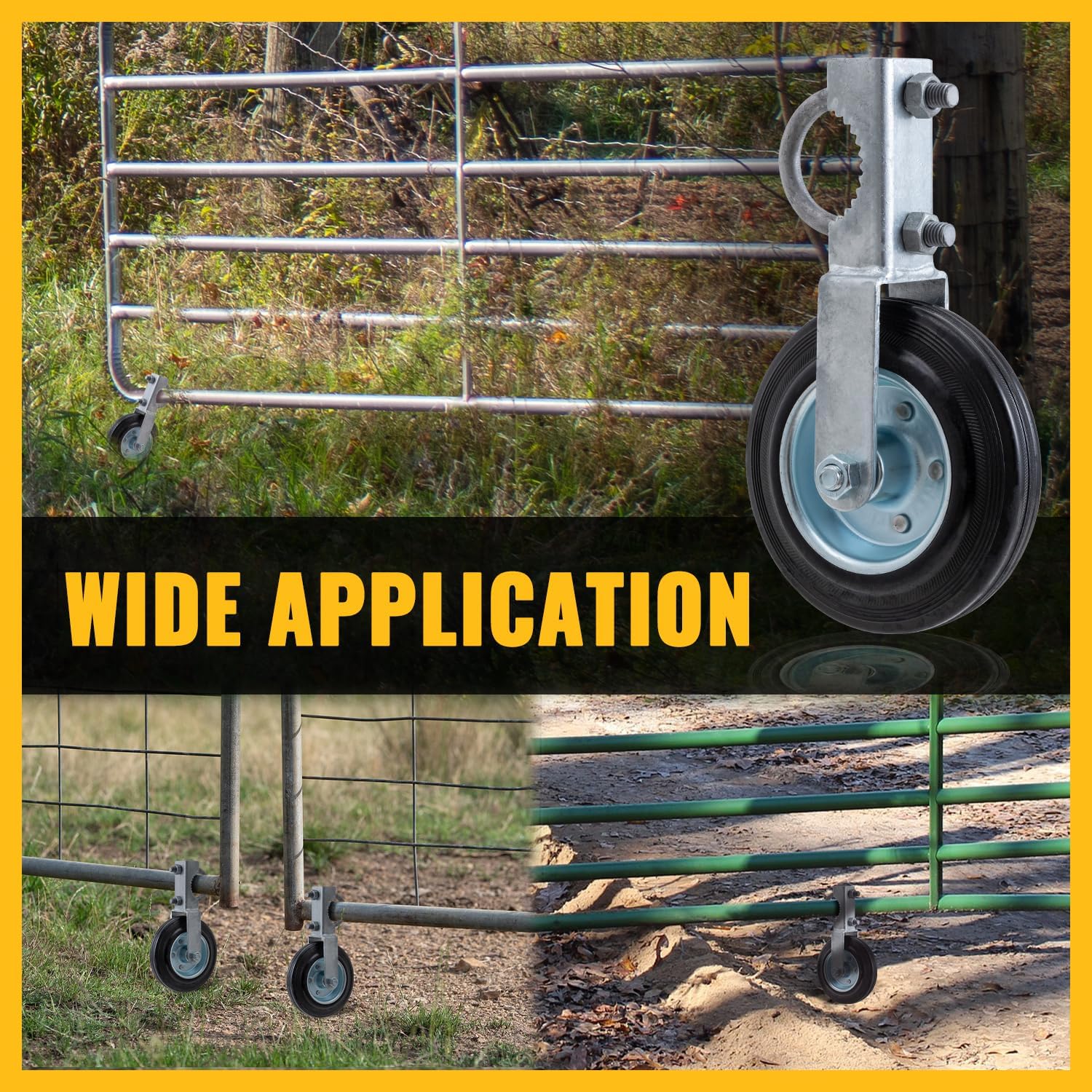 6" Heavy Duty Gate Wheel for Metal Tube Gates - Fits 1-5/8" to 2" Frames - Ideal for Swing Chain Link Fences - 1 Piece