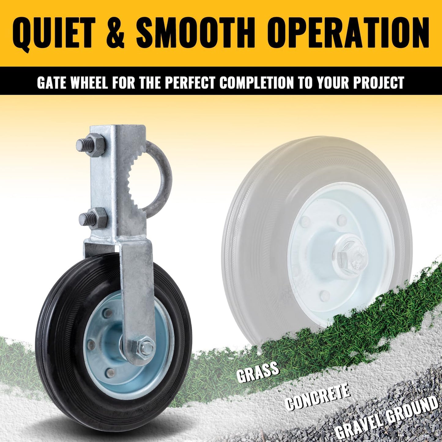 6" Heavy Duty Gate Wheel for Metal Tube Gates - Fits 1-5/8" to 2" Frames - Ideal for Swing Chain Link Fences - 1 Piece