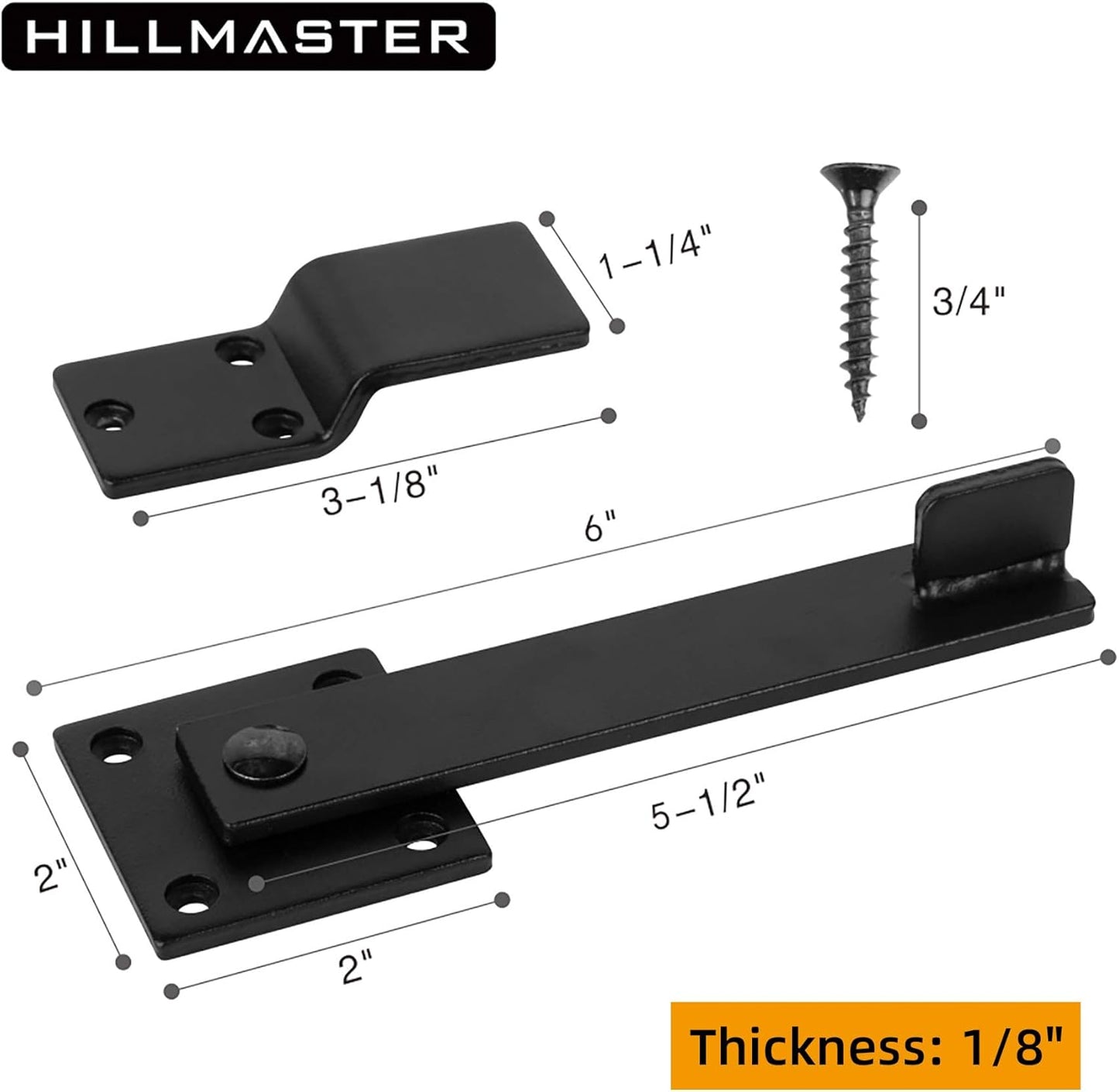 6" Hillmaster Farm Flip Fence Gate Latch - Sturdy Rustic Barn Door Lock Hardware for Cabinet, Shed, Sliding Doors - Matte Black