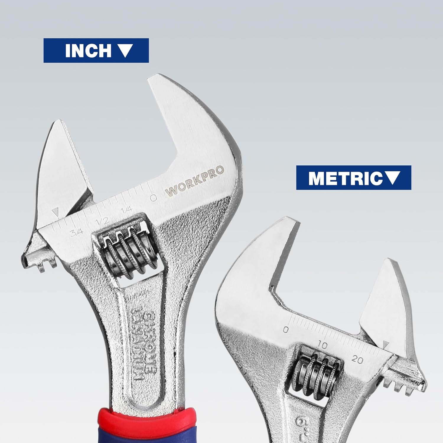 6-inch Adjustable Wrench with Rubber Anti-slip Grip, Wide Jaw Opening, Metric/SAE Scales - Premium Cr-V Steel