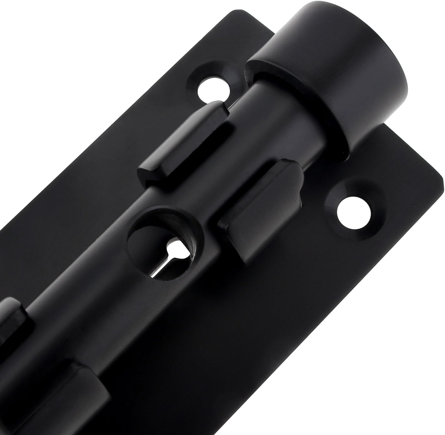 6 Inch Black Barrel Bolt Door Latch Set - Heavy Duty 304 Stainless Steel Gate Lock with Padlock Hole - Barn Slide Lock for Security