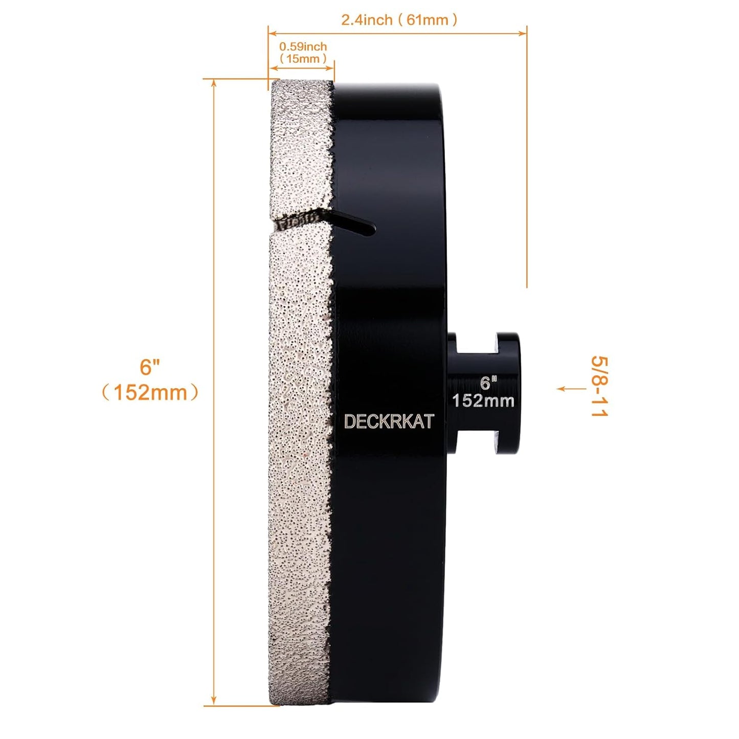 6 Inch Diamond Hole Saw Drill Bit for Granite Marble Ceramic Glass Porcelain Quartz Tiles - 152mm Core Drill Bit with 5/8-11 Thread