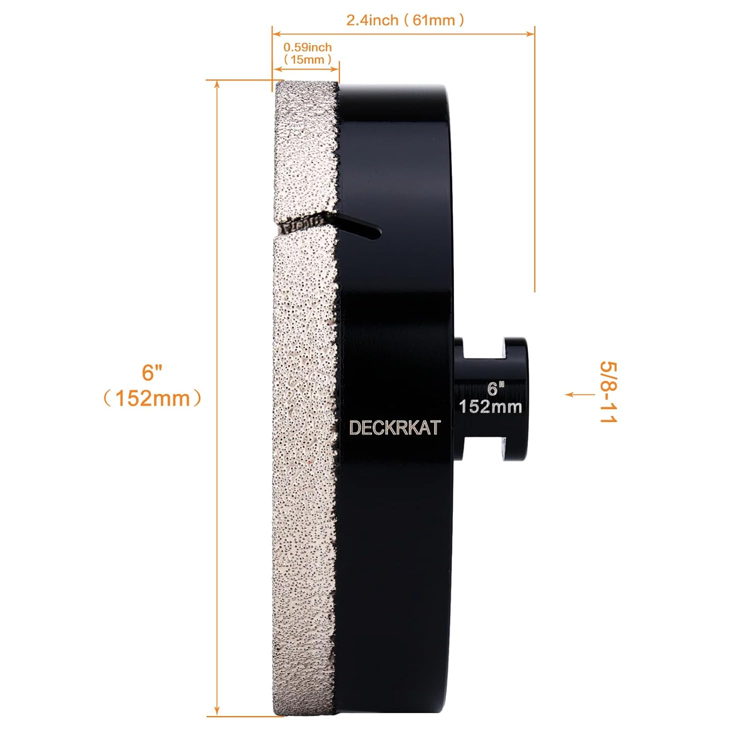 6 Inch Diamond Hole Saw Drill Bit for Granite Marble Ceramic Glass Porcelain Quartz Tiles - 152mm Core Drill Bit with 5/8-11 Thread