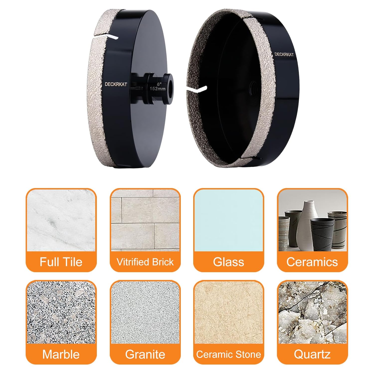 6 Inch Diamond Hole Saw Drill Bit for Granite Marble Ceramic Glass Porcelain Quartz Tiles - 152mm Core Drill Bit with 5/8-11 Thread