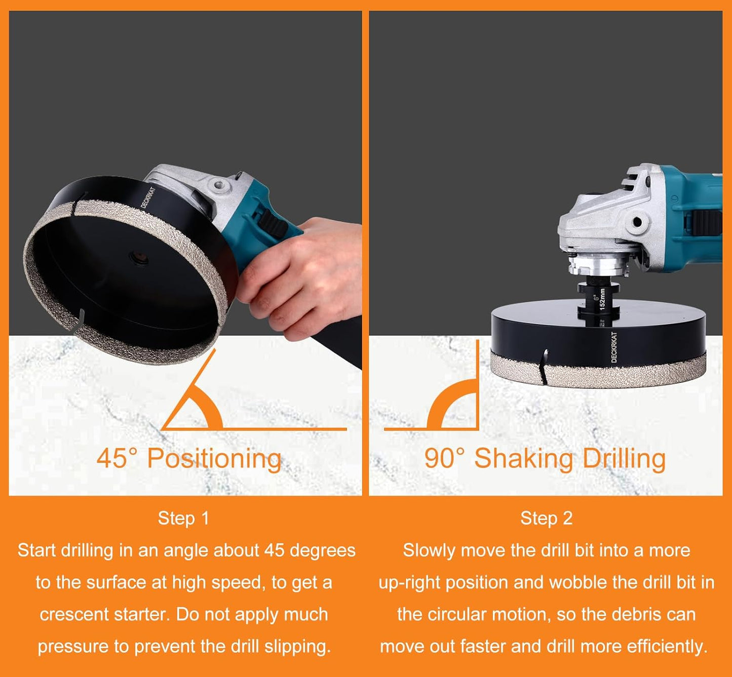 6 Inch Diamond Hole Saw Drill Bit for Granite Marble Ceramic Glass Porcelain Quartz Tiles - 152mm Core Drill Bit with 5/8-11 Thread