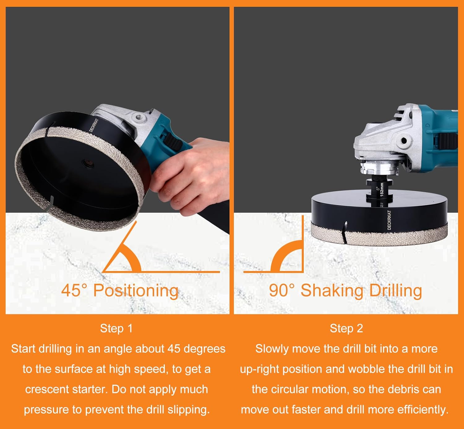 6 Inch Diamond Hole Saw Drill Bit for Granite Marble Ceramic Glass Porcelain Quartz Tiles - 152mm Core Drill Bit with 5/8-11 Thread