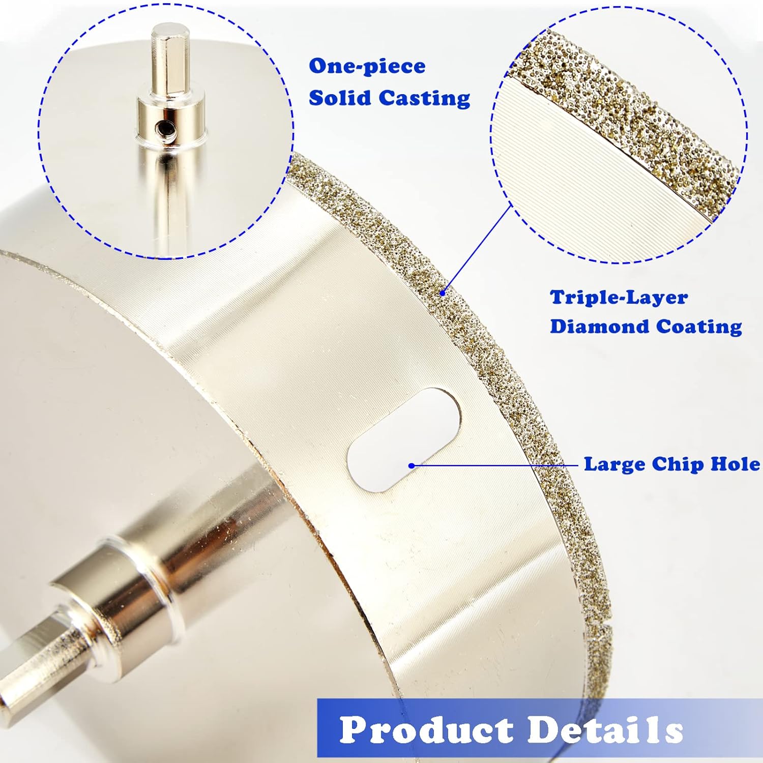 6 Inch Diamond Hole Saw with Pilot Bit for Granite, Ceramics, Marble - 6" Tile Hole Saw for Thick Countertops - 1 3/8" Depth of Cut