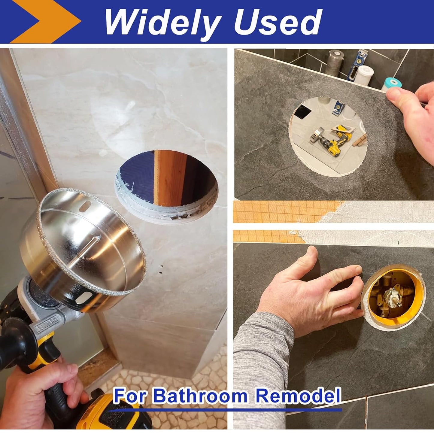 6 Inch Diamond Hole Saw with Pilot Bit for Granite, Ceramics, Marble - 6" Tile Hole Saw for Thick Countertops - 1 3/8" Depth of Cut