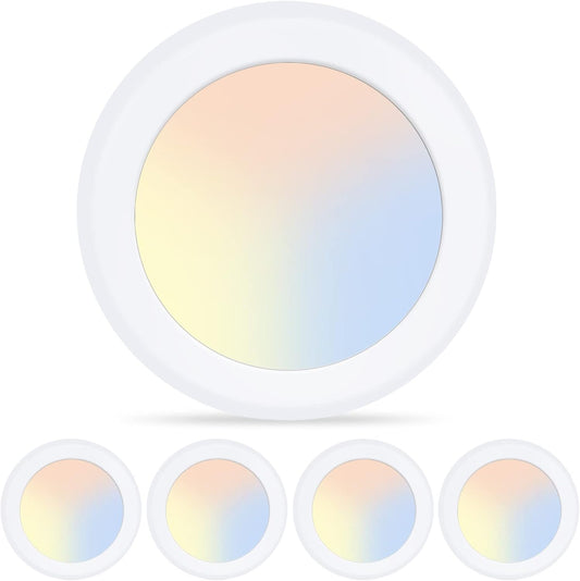 6-Inch ECOELER 3CCT Dimmable LED Disk Light 4-Pack, 16.5W 1000Lm, 3000K/4000K/5000K, J-Box/Recessed Can Compatible, ETL & FCC Listed