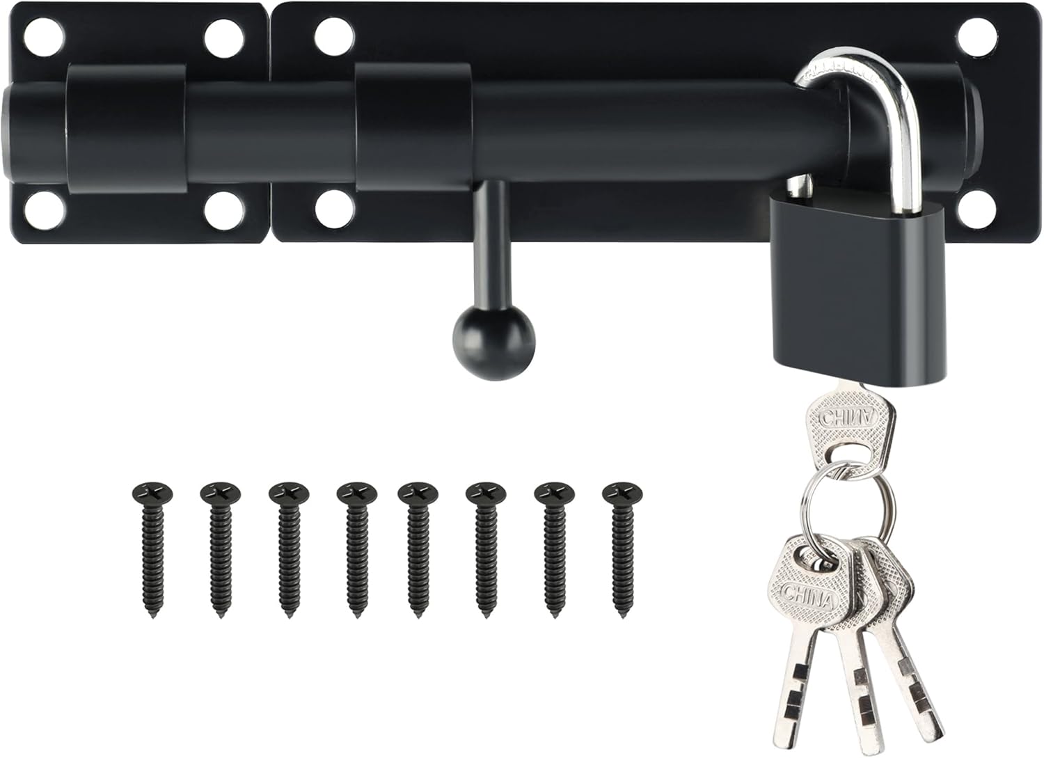 6-Inch Matte Black Stainless Steel Barrel Bolt Latch for Fence, Wooden, Barn Doors - Heavy Duty Slide Lock for Interior/Exterior Use - 1 Pack