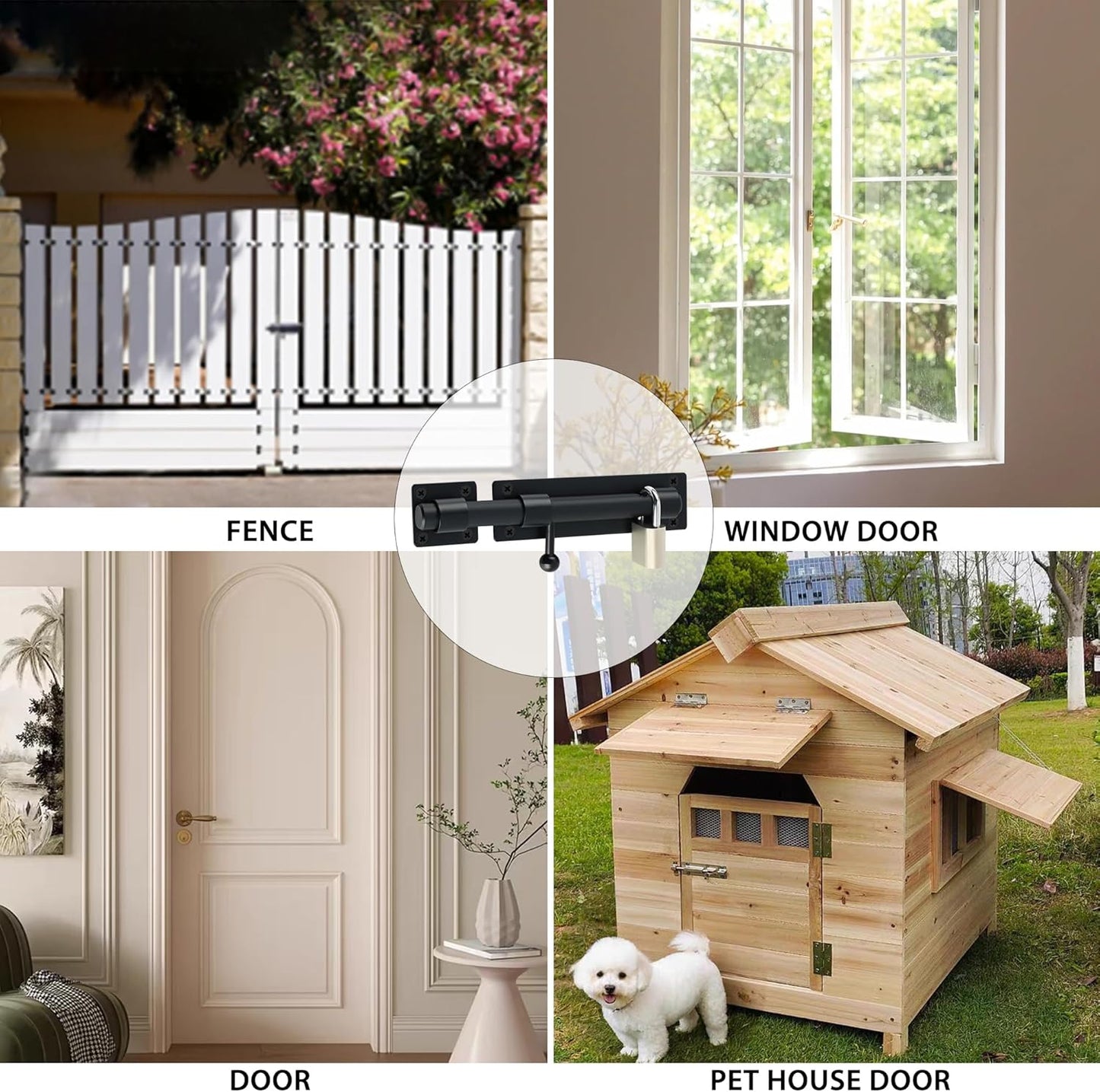 6-Inch Matte Black Stainless Steel Barrel Bolt Latch for Fence, Wooden, Barn Doors - Heavy Duty Slide Lock for Interior/Exterior Use - 1 Pack